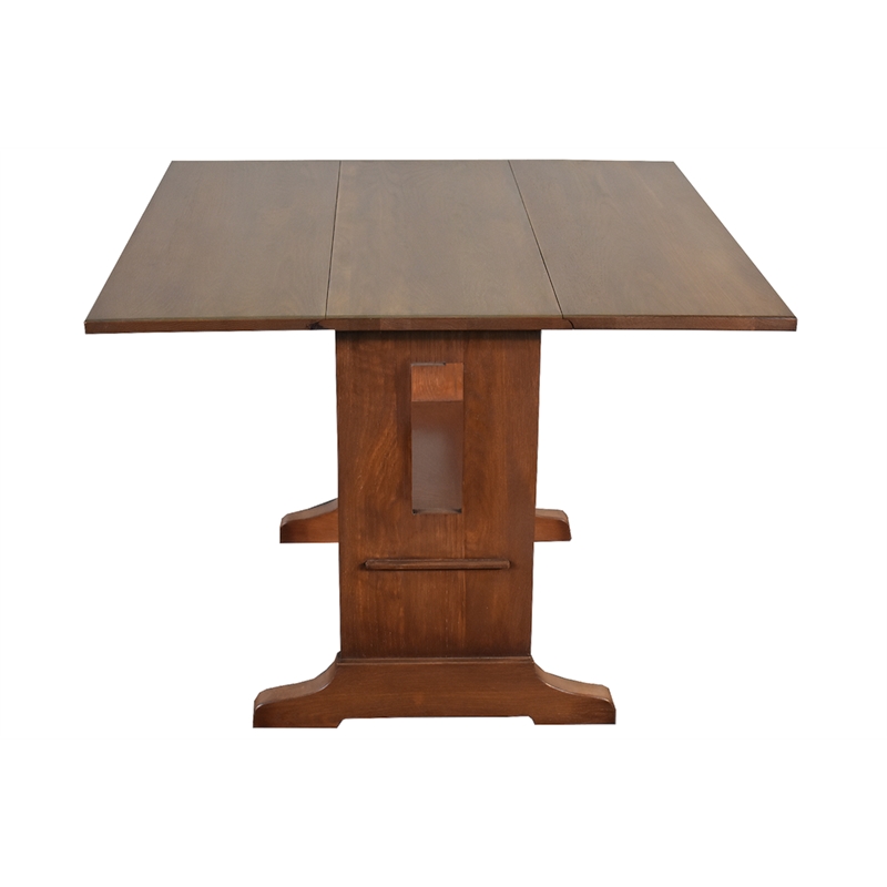 Crafters and Weavers Arts and Crafts Solid Wood Drop Leaf Dining Table in Walnut