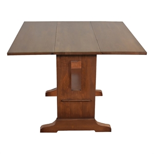 Crafters and Weavers Arts and Crafts Solid Wood Drop Leaf Dining Table in Walnut