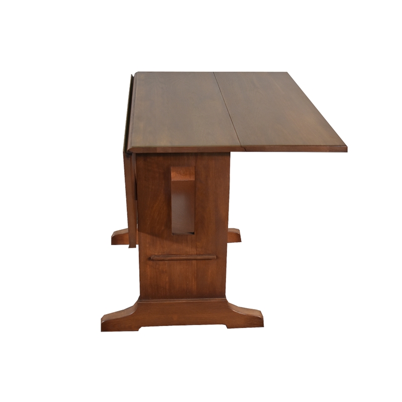 Crafters and Weavers Arts and Crafts Solid Wood Drop Leaf Dining Table in Walnut
