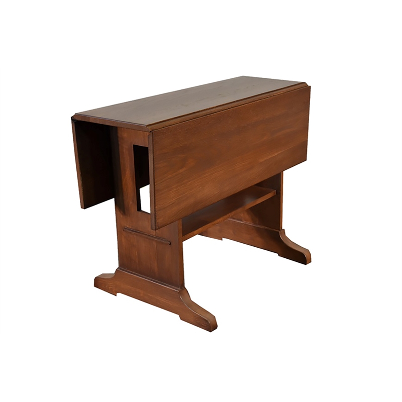 Crafters and Weavers Arts and Crafts Solid Wood Drop Leaf Dining Table in Walnut