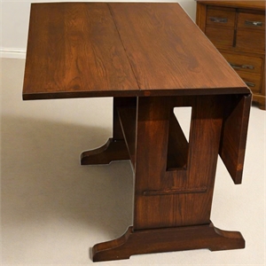 Crafters and Weavers Arts and Crafts Solid Wood Drop Leaf Dining Table in Walnut