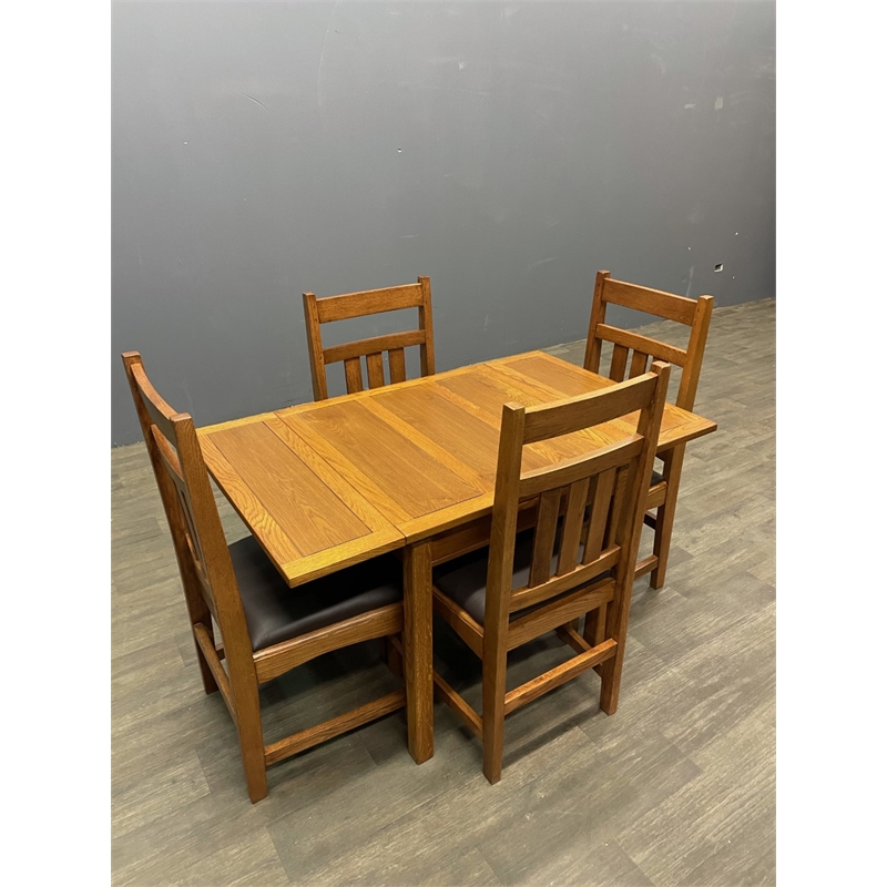Crafters and Weavers Arts and Crafts Solid Wood Kitchen Table Set in Brown
