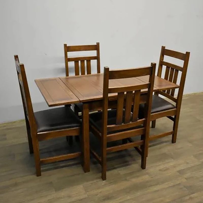 Crafters and Weavers Arts and Crafts Solid Wood Kitchen Table Set in Walnut/Oak