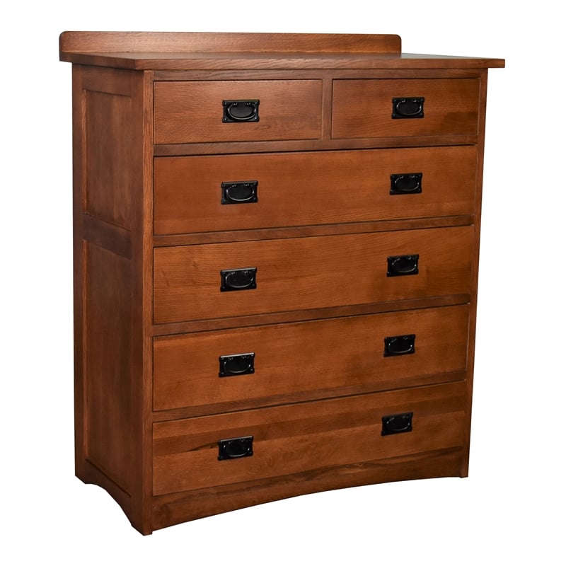 Crafters and Weavers Craftsman 6-Drawer Solid Wood Dresser in Cherry Oak
