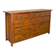 Crafters and Weavers Craftsman 9-Drawer Solid Wood Dresser in Cherry