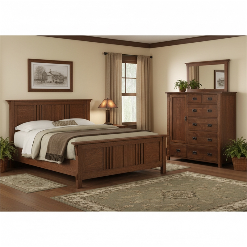 Crafters and Weavers Craftsman 2-Shelf Solid Wood Chest in Walnut