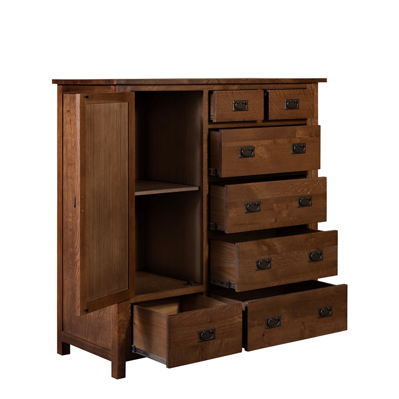 Crafters and Weavers Craftsman 2-Shelf Solid Wood Chest in Walnut