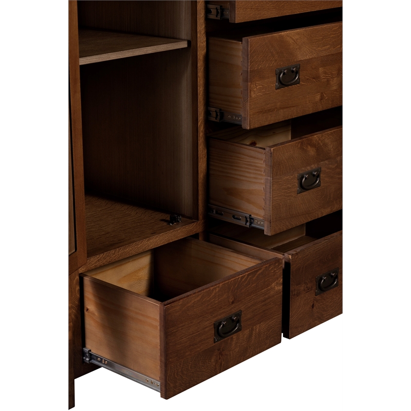 Crafters and Weavers Craftsman 2-Shelf Solid Wood Chest in Walnut