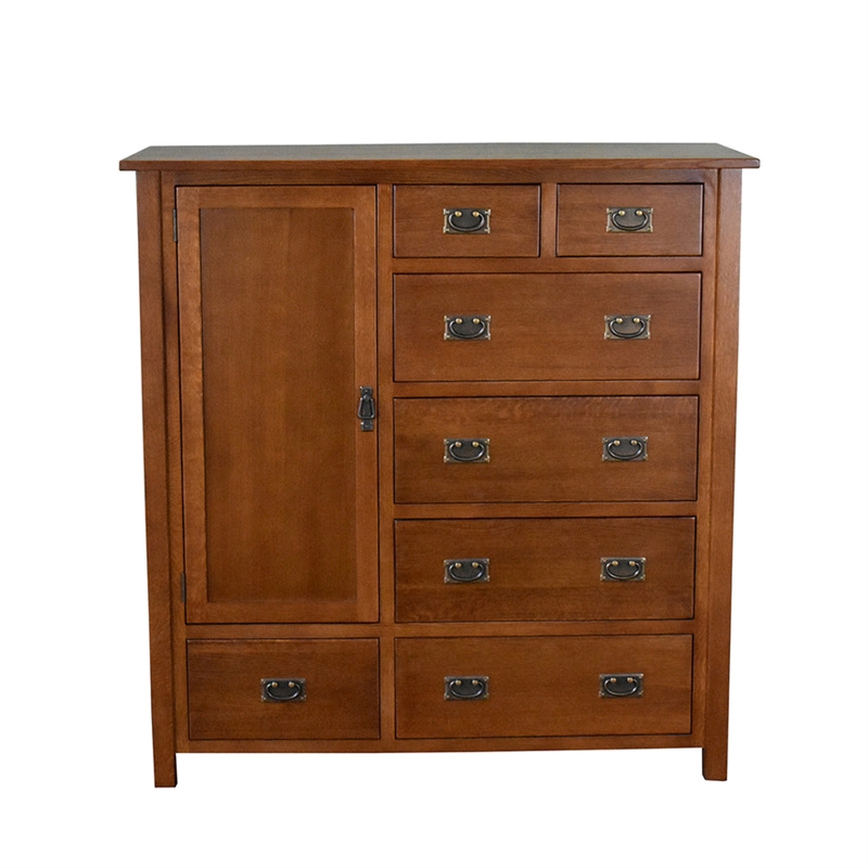 Crafters and Weavers Craftsman 7-Drawer Solid Wood Chest in Cherry