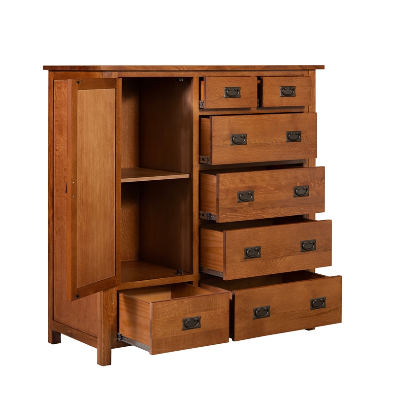 Crafters and Weavers Craftsman 7-Drawer Solid Wood Chest in Cherry
