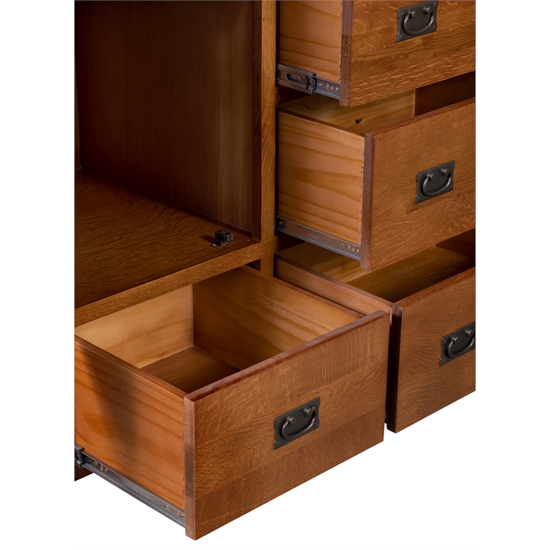 Crafters and Weavers Craftsman 7-Drawer Solid Wood Chest in Cherry