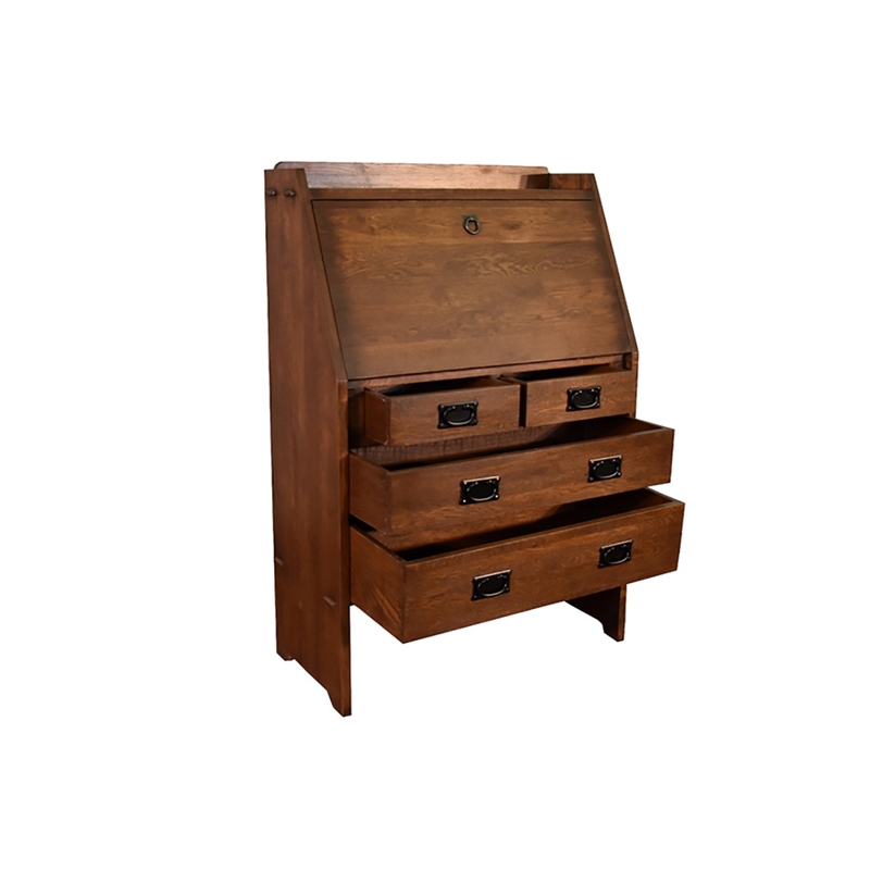 Crafters and Weavers Arts and Crafts Wood Secretary Desk in Brown