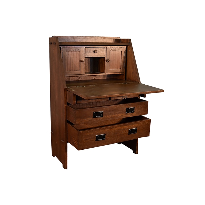 Crafters and Weavers Arts and Crafts Wood Secretary Desk in Brown