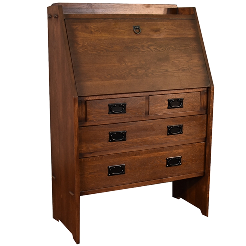 Crafters and Weavers Arts and Crafts Wood Secretary Desk in Brown