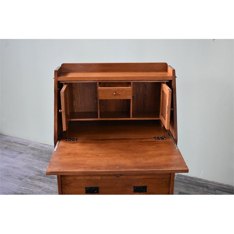 Crafters and Weavers Arts and Crafts Wood Secretary Desk in Light Brown