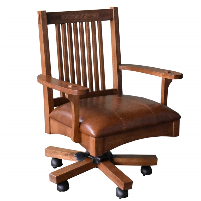 Crafters and Weavers Arts and Crafts Wood Office Chair in Oak