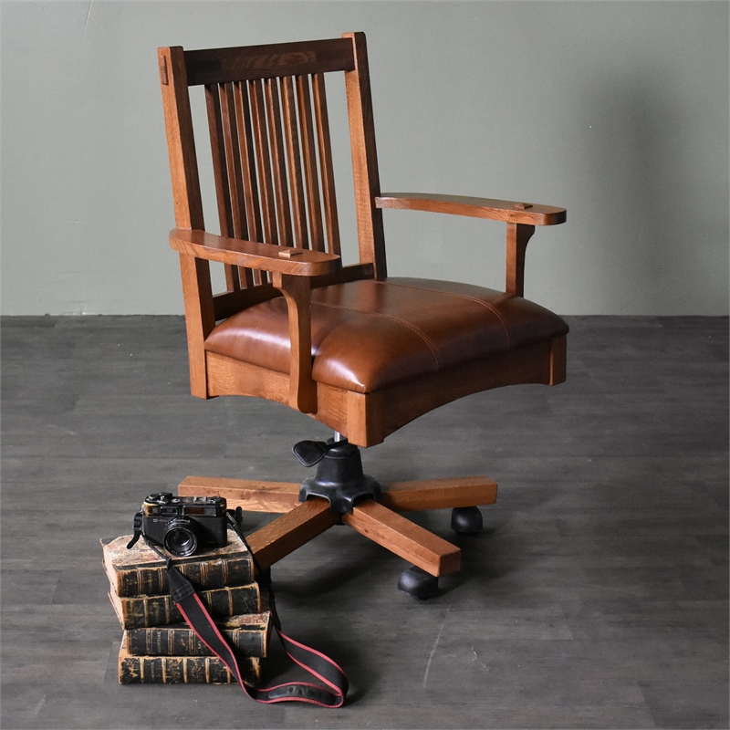 Crafters and Weavers Arts and Crafts Wood Office Chair in Oak
