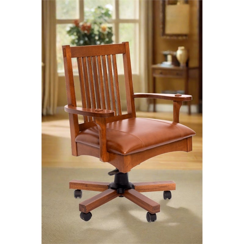 Crafters and Weavers Arts and Crafts Wood Office Chair in Oak