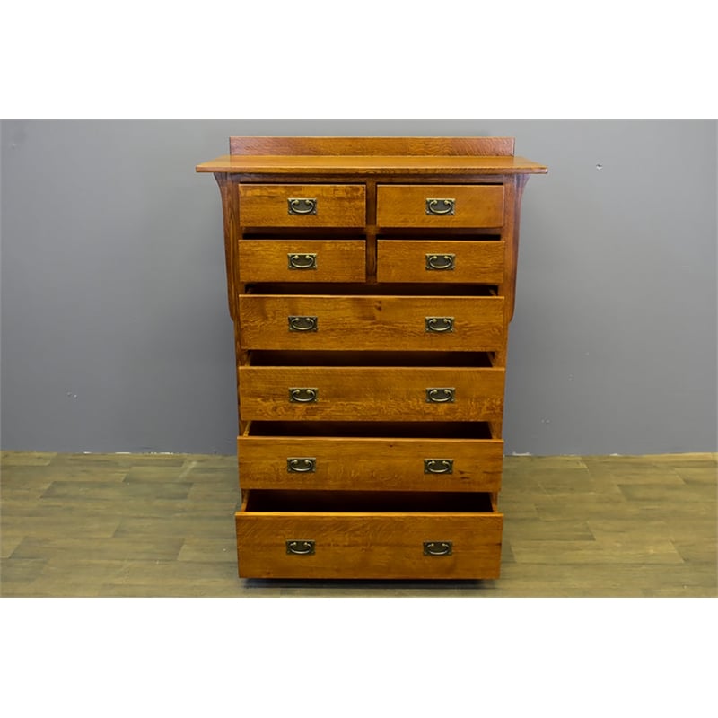 Crafters and Weavers Craftsman 8-Drawer Solid Wood Dresser in Cherry