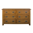 Crafters and Weavers Craftsman Mission 6-Drawer Solid Wood Dresser in Cherry