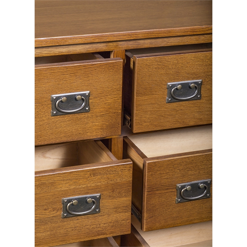 Crafters and Weavers Craftsman Mission 6-Drawer Solid Wood Dresser in Cherry