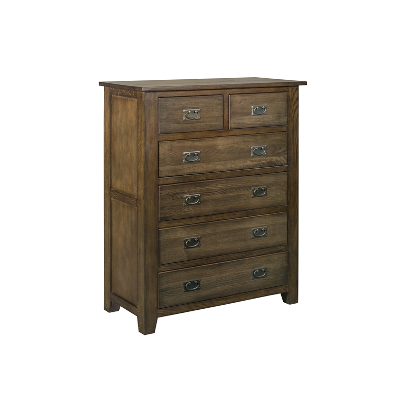 Crafters and Weavers Craftsman Mission 6-Drawer Solid Wood Dresser in Walnut