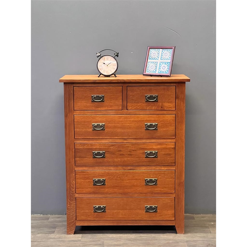 Crafters and Weavers Craftsman Mission 6-Drawer Solid Wood Dresser in Walnut