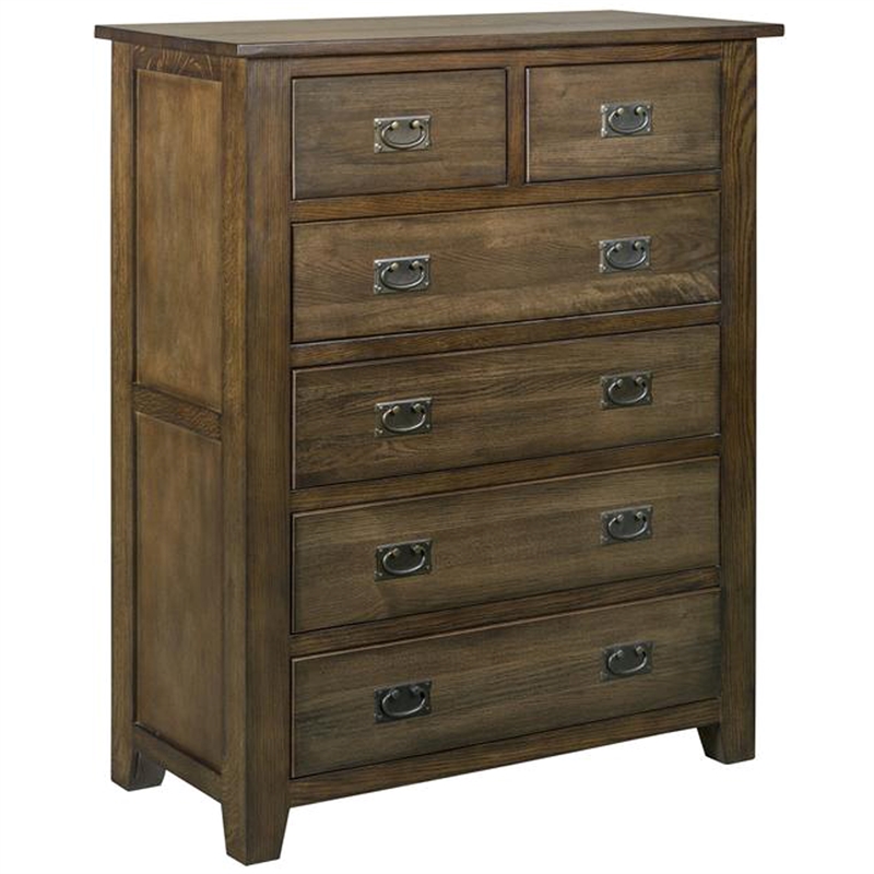 Crafters and Weavers Craftsman Mission 6-Drawer Solid Wood Dresser in Walnut
