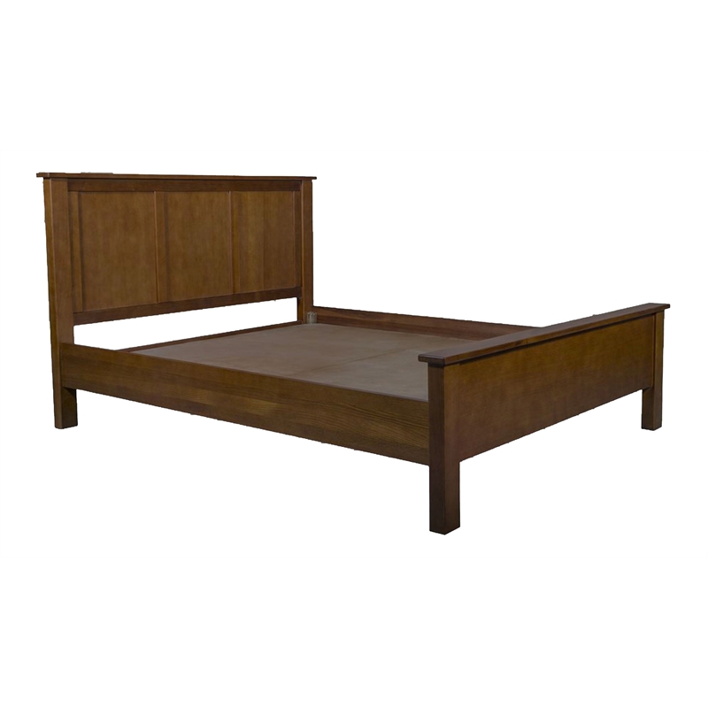 Crafters and Weavers Craftsman Mission Solid Wood Queen Panel Bed in Walnut