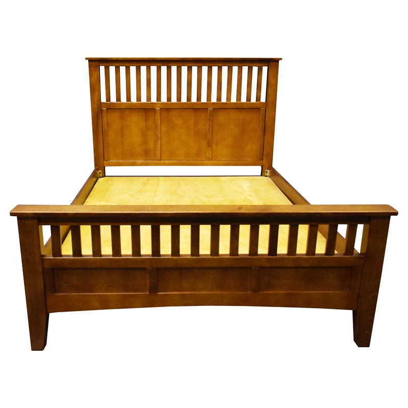 Crafters and Weavers Craftsman Mission Solid Wood Queen Bed with Slats in Cherry