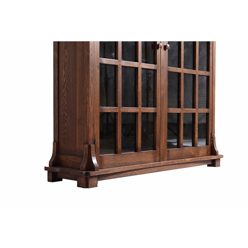 Crafters and Weavers Arts and Crafts Wood Double Door Bookcase in Dark Walnut