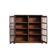 Crafters and Weavers Arts and Crafts Wood Double Door Bookcase in Dark Walnut