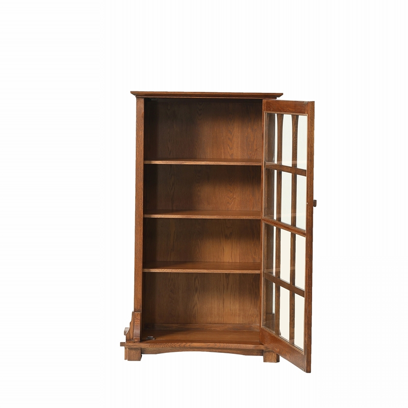 Crafters and Weavers Arts and Crafts Wood Display Bookcase in Cherry
