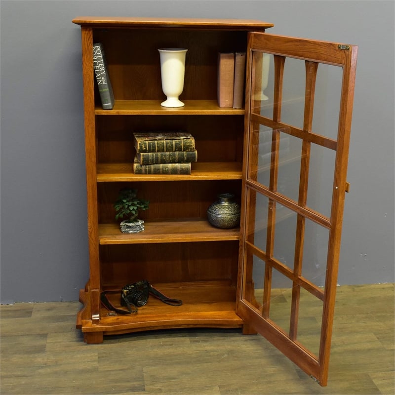 Crafters and Weavers Arts and Crafts Wood Display Bookcase in Cherry