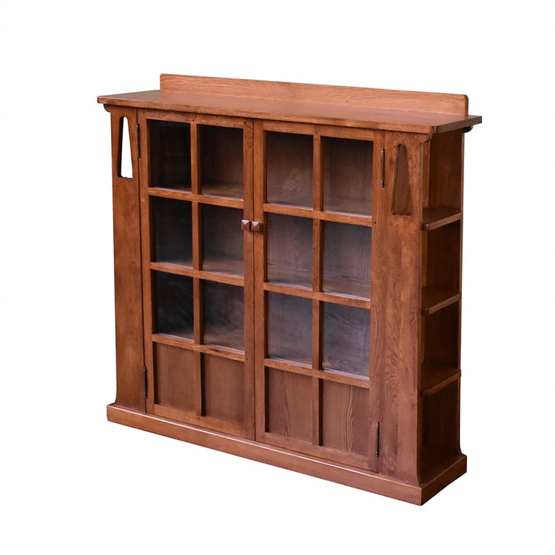 Crafters and Weavers Arts and Crafts Wood 2-Door Bookcase in Cherry