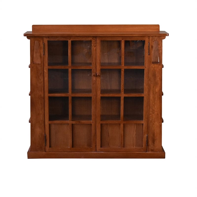 Crafters and Weavers Arts and Crafts Wood 2-Door Bookcase in Cherry