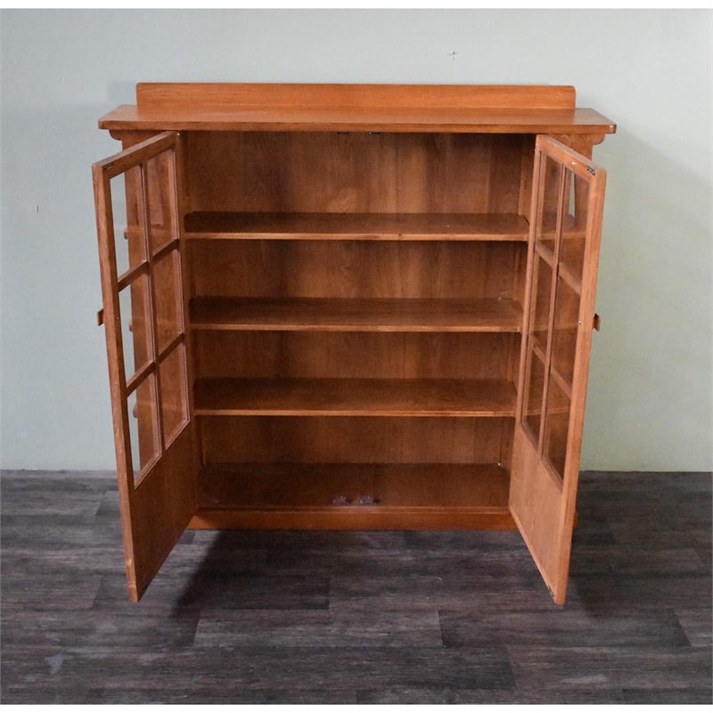 Crafters and Weavers Arts and Crafts Wood 2-Door Bookcase in Cherry
