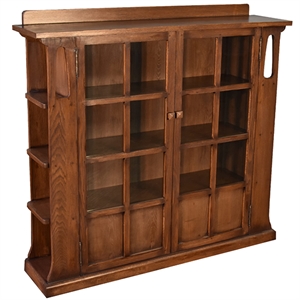 Crafters and Weavers Arts and Crafts Wood Double Door Bookcase in Walnut