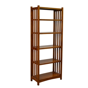 Crafters and Weavers Arts and Crafts Wood Bookcase in Cherry Finish