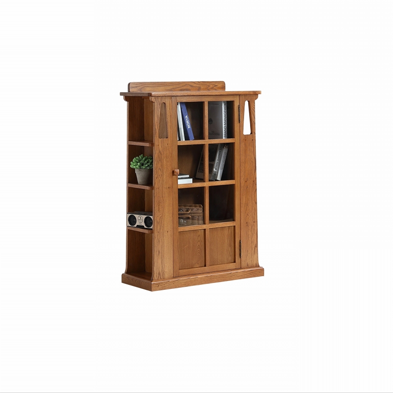 Crafters and Weavers Arts and Crafts 1 Door Wood Bookcase in Cherry