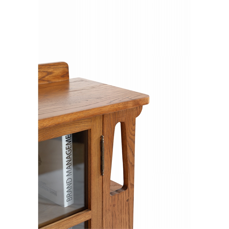 Crafters and Weavers Arts and Crafts 1 Door Wood Bookcase in Cherry