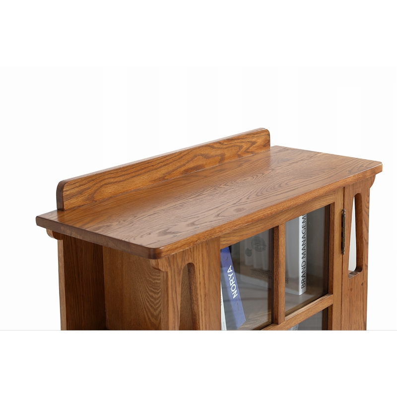 Crafters and Weavers Arts and Crafts 1 Door Wood Bookcase in Cherry