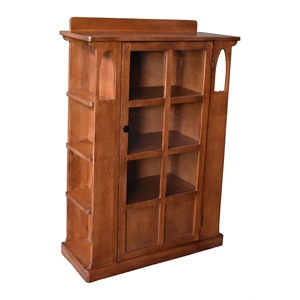 Crafters and Weavers Arts and Crafts 1 Door Wood Bookcase in Cherry