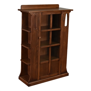 Crafters and Weavers Arts and Crafts Wood Bookcase w/ Side Shelves in Walnut