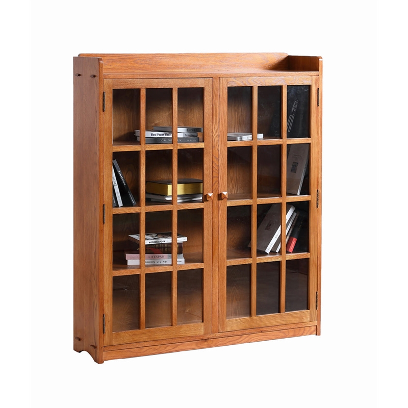 Crafters and Weavers Arts and Crafts 2-Door Wood Bookcase in Cherry