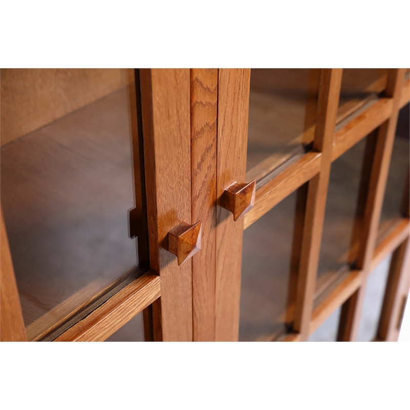 Crafters and Weavers Arts and Crafts 2-Door Wood Bookcase in Cherry