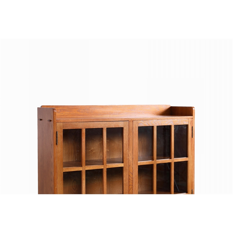 Crafters and Weavers Arts and Crafts 2-Door Wood Bookcase in Cherry