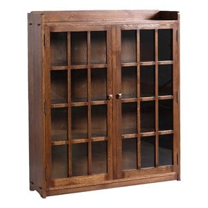 Crafters and Weavers Arts and Crafts 2-Door Wood Bookcase in Walnut