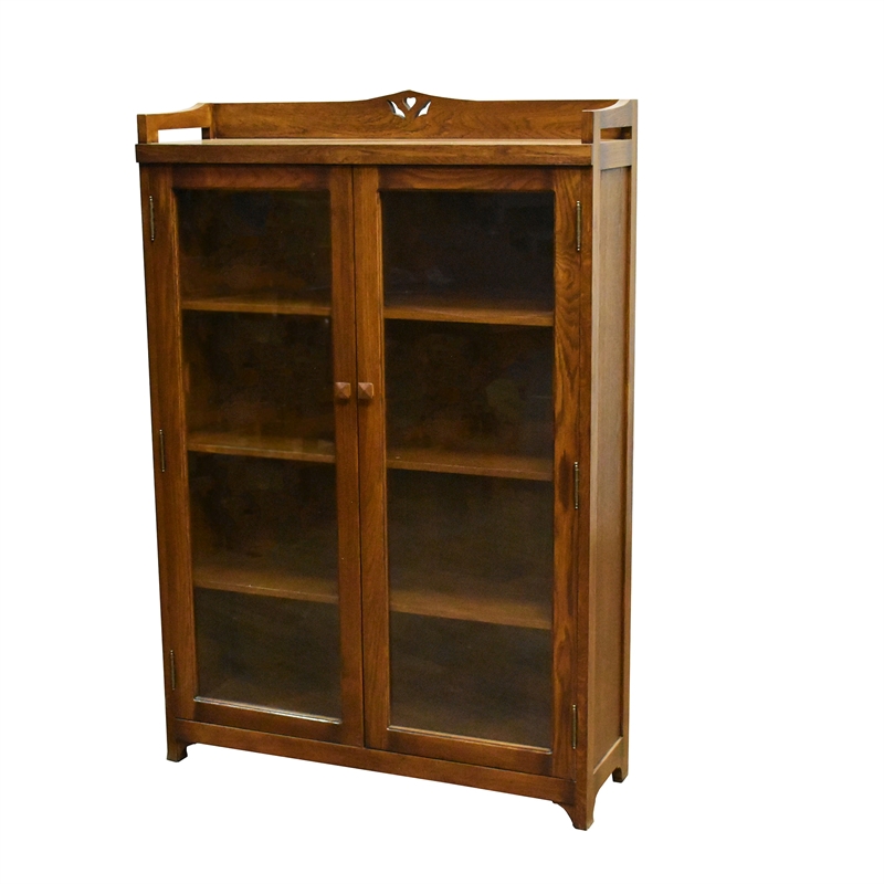 Crafters and Weavers Arts and Crafts Wood Curio Cabinet in Walnut