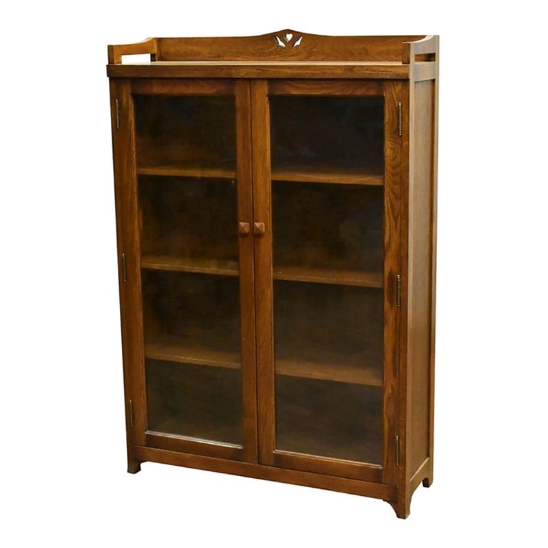 Crafters and Weavers Arts and Crafts Wood Curio Cabinet in Walnut